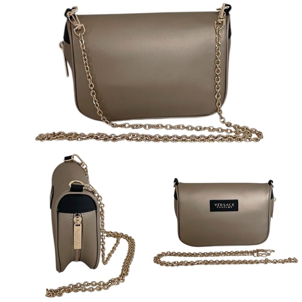 Versace Parfums Soft Champagne Gold Chain Strap Crossbody Women's Bag - Picture 4 of 13